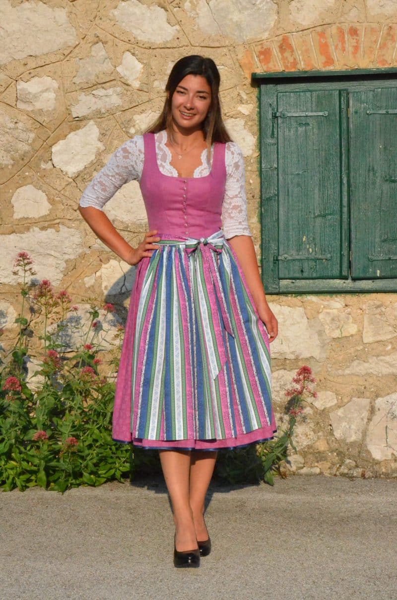 Dirndlschürze Sandra rosa/blau/grün