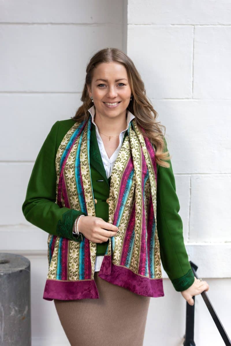 Seidenschal Anna brombeere/olive/blau – Bild 2